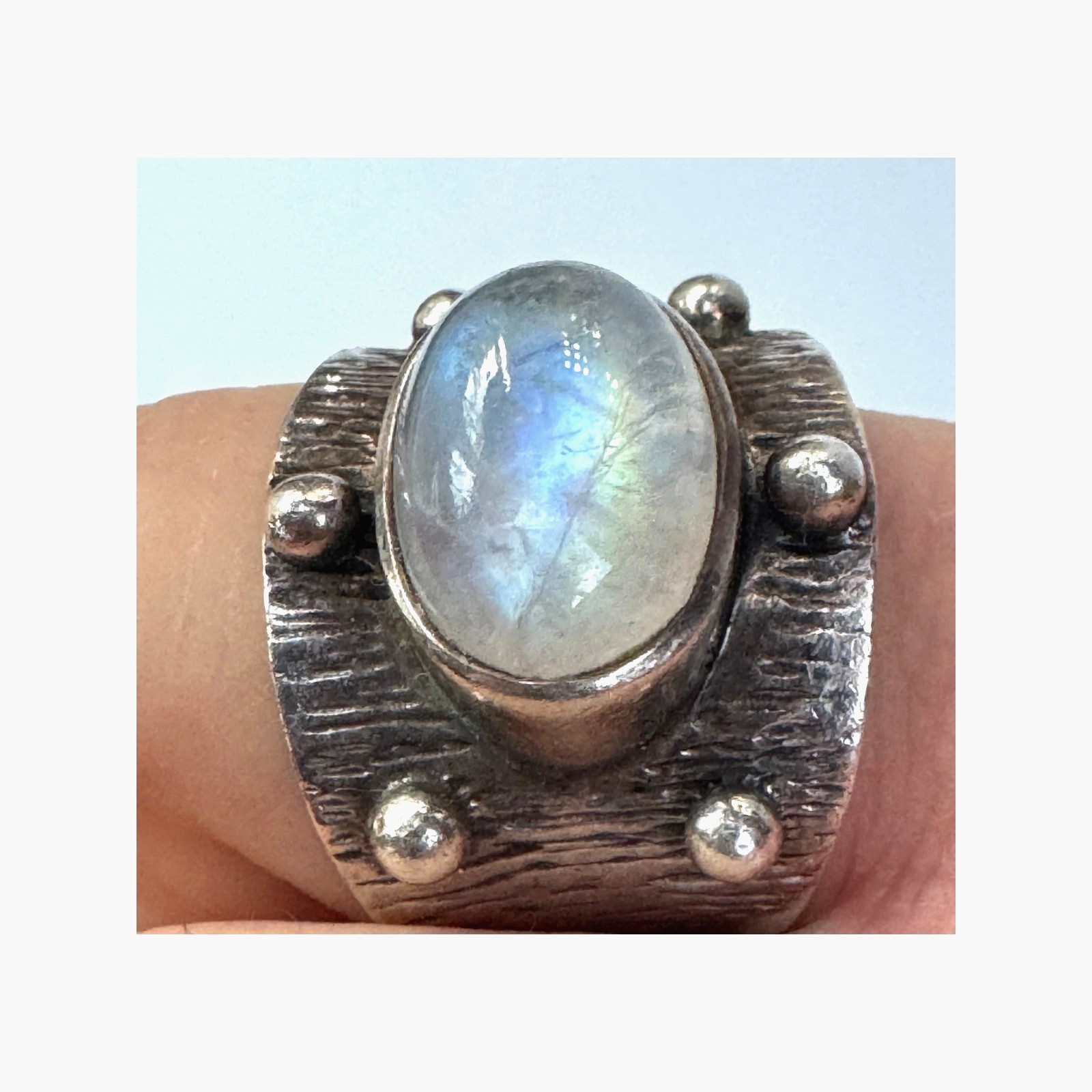 Moonstone Sterling Silver Statement Ring, Size 10 - image 4
