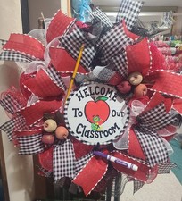 Handmade One of a Kind Back to School Deco Mesh Wreath