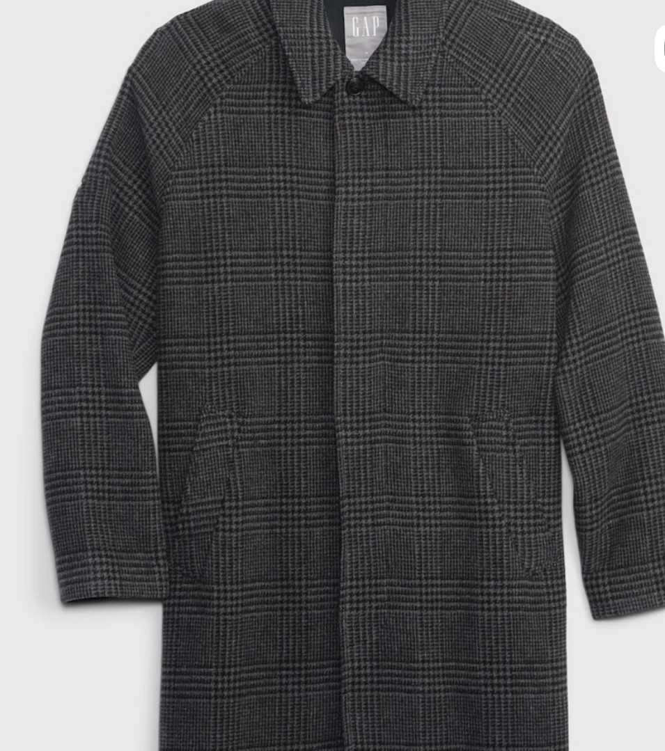 Gap Men's Gray Wool Car Coat with Point Collar & Slant Pockets image 4