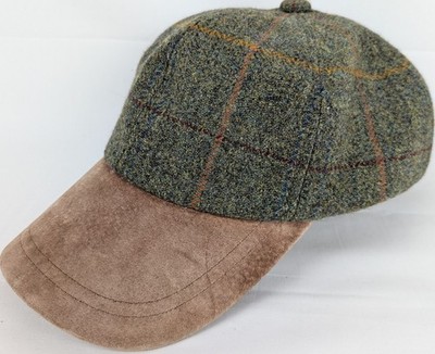 Olney Mütze 100 % Wolle Wildleder Spitze Small/Medium grün Country Outdoor Tweed