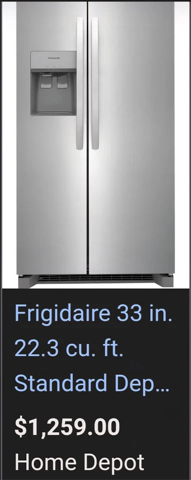 Frigidaire FRSS26L3AF 25,6 pies cúbicos refrigerador lado a lado con hielo y agua SS Foto 2 de 4