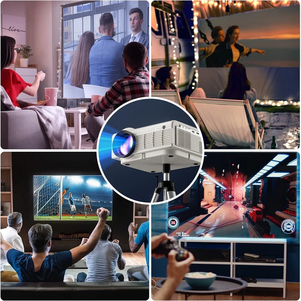 4K Projector 15000 Lumen 1080P HD 5G WiFi Bluetooth HDMI USB Office Home Theater - Image 4 of 4