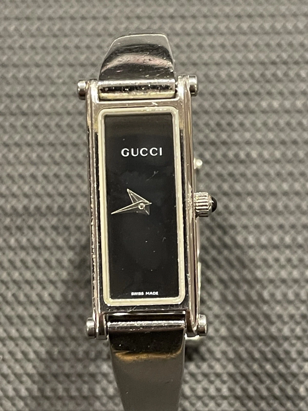 Orologio Donna Vintage GUCCI 1500L Quarzo 12mm Quadrato Nero Argento