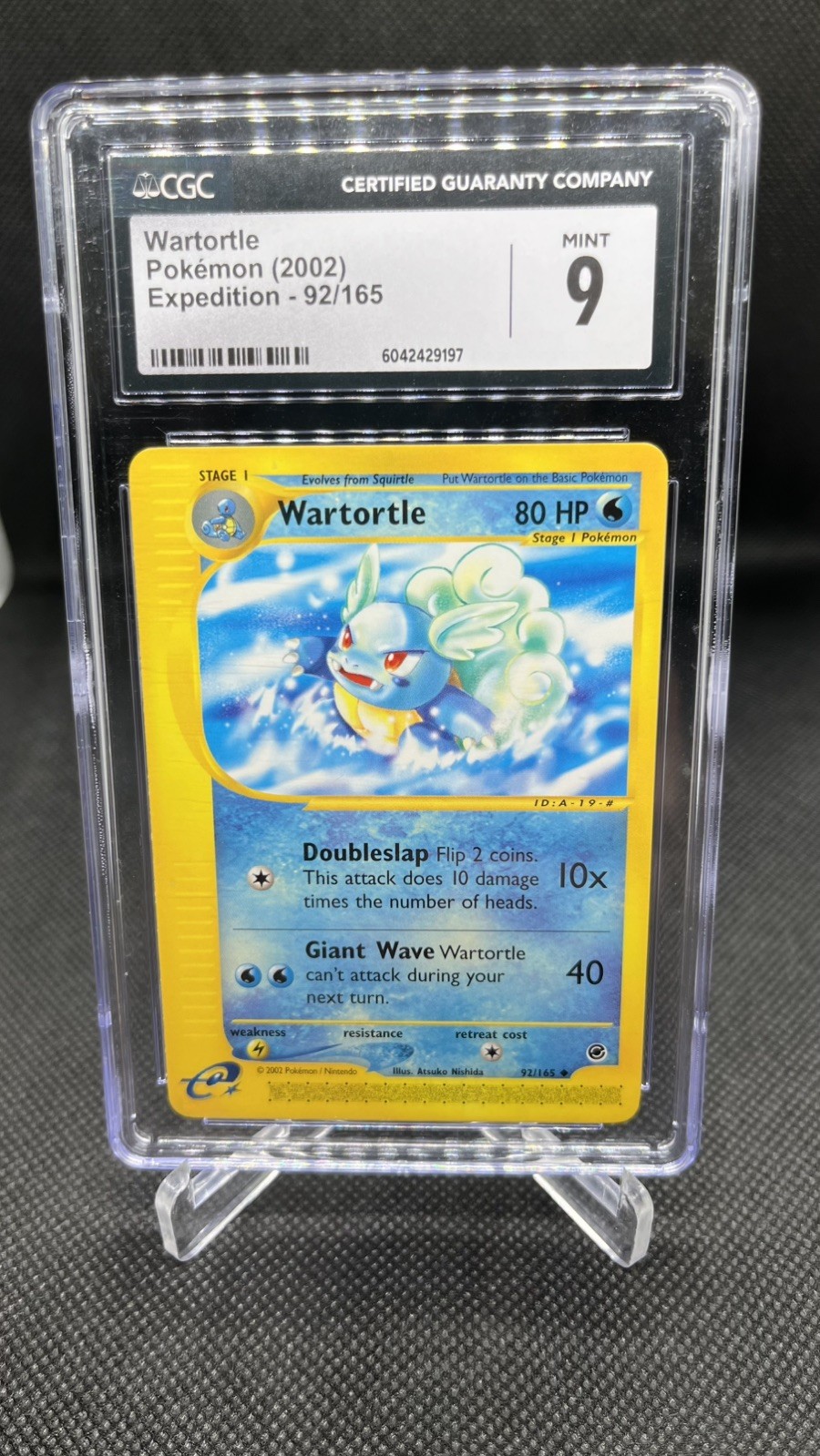 🐢 CGC 9 Mint Wartortle Expedition Base Set Uncommon Pokemon 92/165