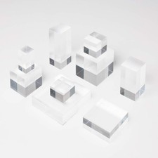 Clear Polished Acrylic Cube Display Stand - Square Block Acrylic Jewelry Showcas