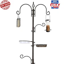 Deluxe Bird Feeding Station Multi Hook Feeder Pole W/ Tray & Suet Feeder New