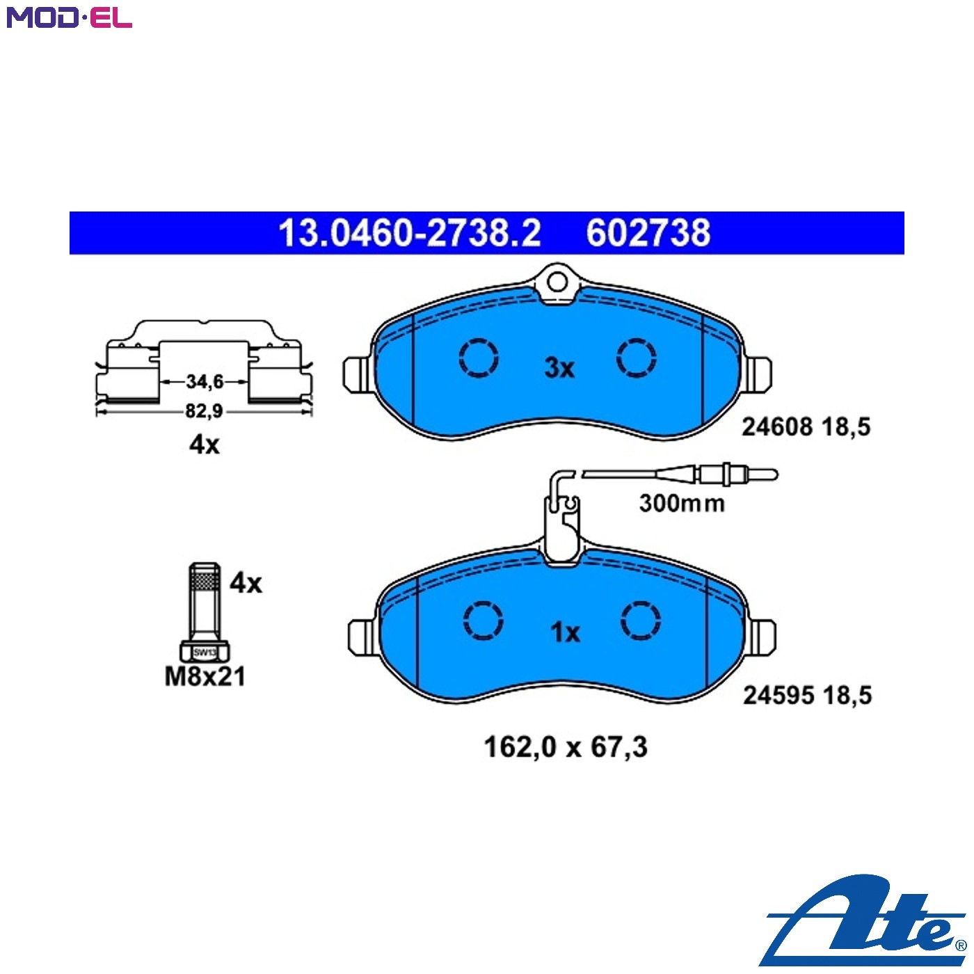 2x ✅Fits ATE 13.0460-2738.2 Brake Pad Set, disc brake 13.0460-2738.2 ⭐UK Seller⭐ - Image 9