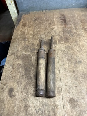 Antique Old 2 Two Man Crosscut Hand Saw Logger Tool Wood Handles Set Pair Parts