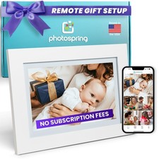 PhotoSpring No Subscription, 10in WiFi Frame, US Company, Email App White