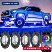 4 Pods RGB LED Rock Lights, Underglow Multicolor Neon Light Kit, Wheel Well Ligh