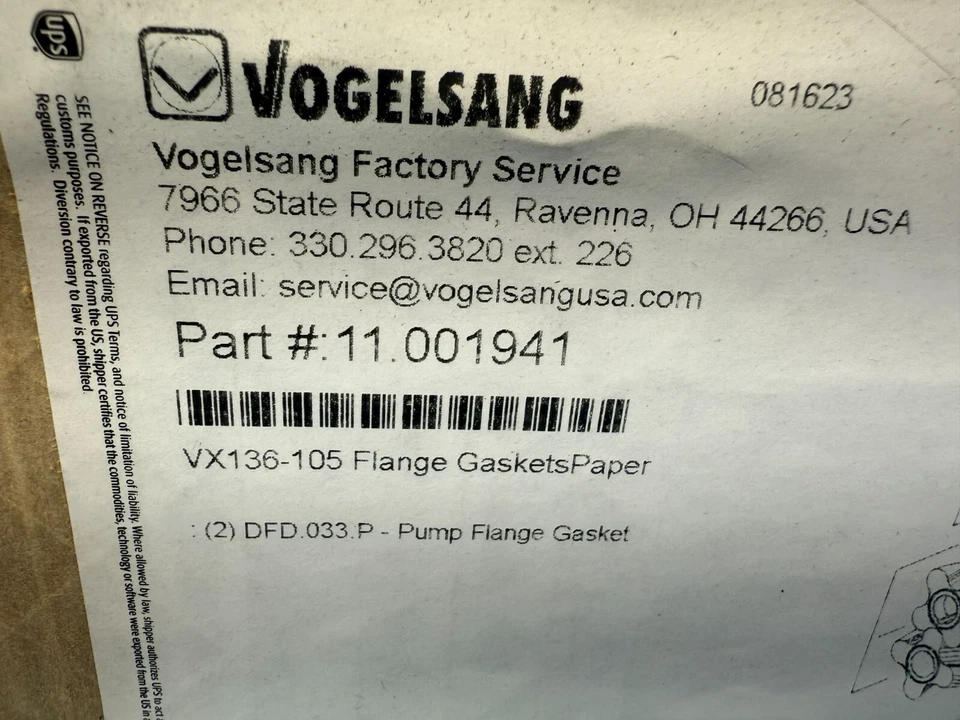Junta de brida de bomba lóbulo rotativo Vogelsang 11.001941 VX136-105 Foto 4 de 4