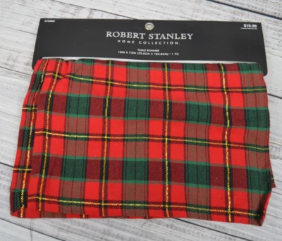 ROBERT STANLEY Tartan Plaid Table Runner 13" X 72" Christmas Holiday NWT