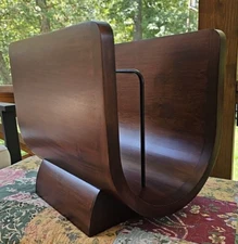 Modern Solid Teak Wood Heavy Magazine Holder Record Minimalist Farmhouse