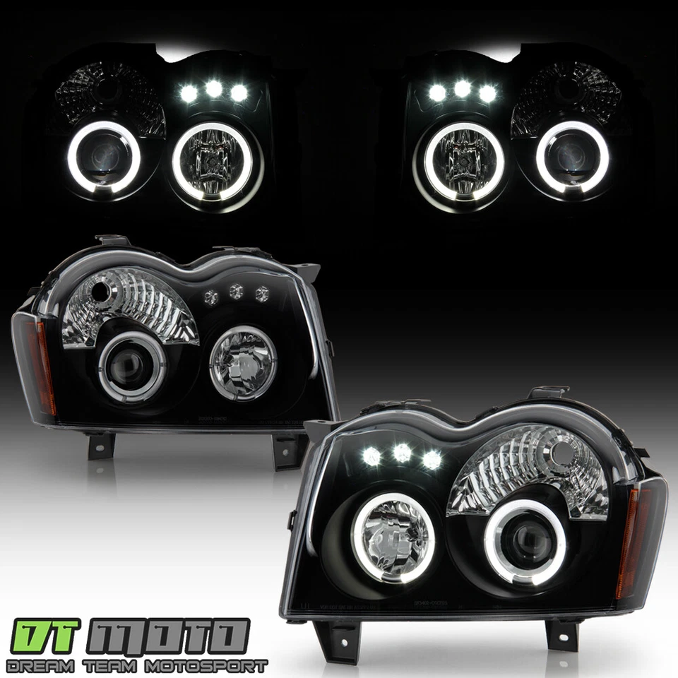 Par de faros proyectores LED halo humo negro para Jeep Grand Cherokee 2005-2007 Foto 2 de 4