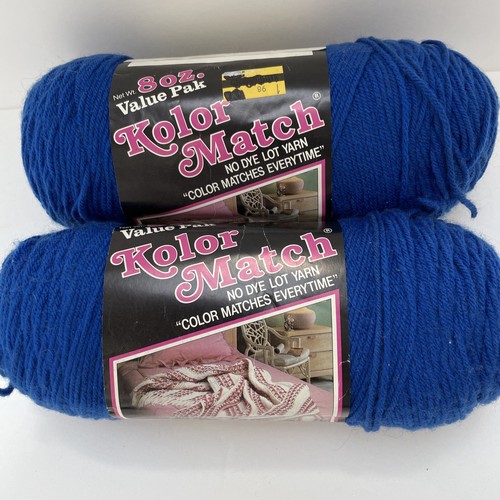 Caron Kolor Match No Dye Lot Acrylic Yarn 8 oz Worsted Weight Royal