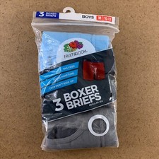 Fruit of the Loom Boys 3 Pack Boxer Briefs Blue Gray Black Size M 10-12 New