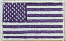 USA Purple Flag Patch With Hook Adhesive Fastener United States White Border 