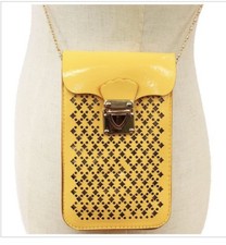 PU Leather Cross-body Mobile Phone Shoulder Bag Pouch Case Gold Chain Fast Ship