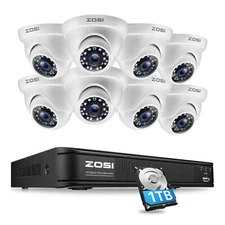 ZOSI 1TB 8CH 1080P DVR 1500TVL Outdoor IR LEDs Dome CCTV Security Camera System