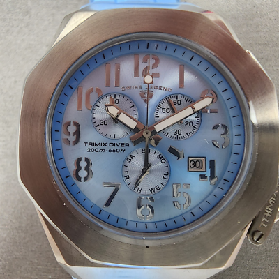 Swiss Legend Trimex Diver Chronograph Watch Men 45mm Blue Dial