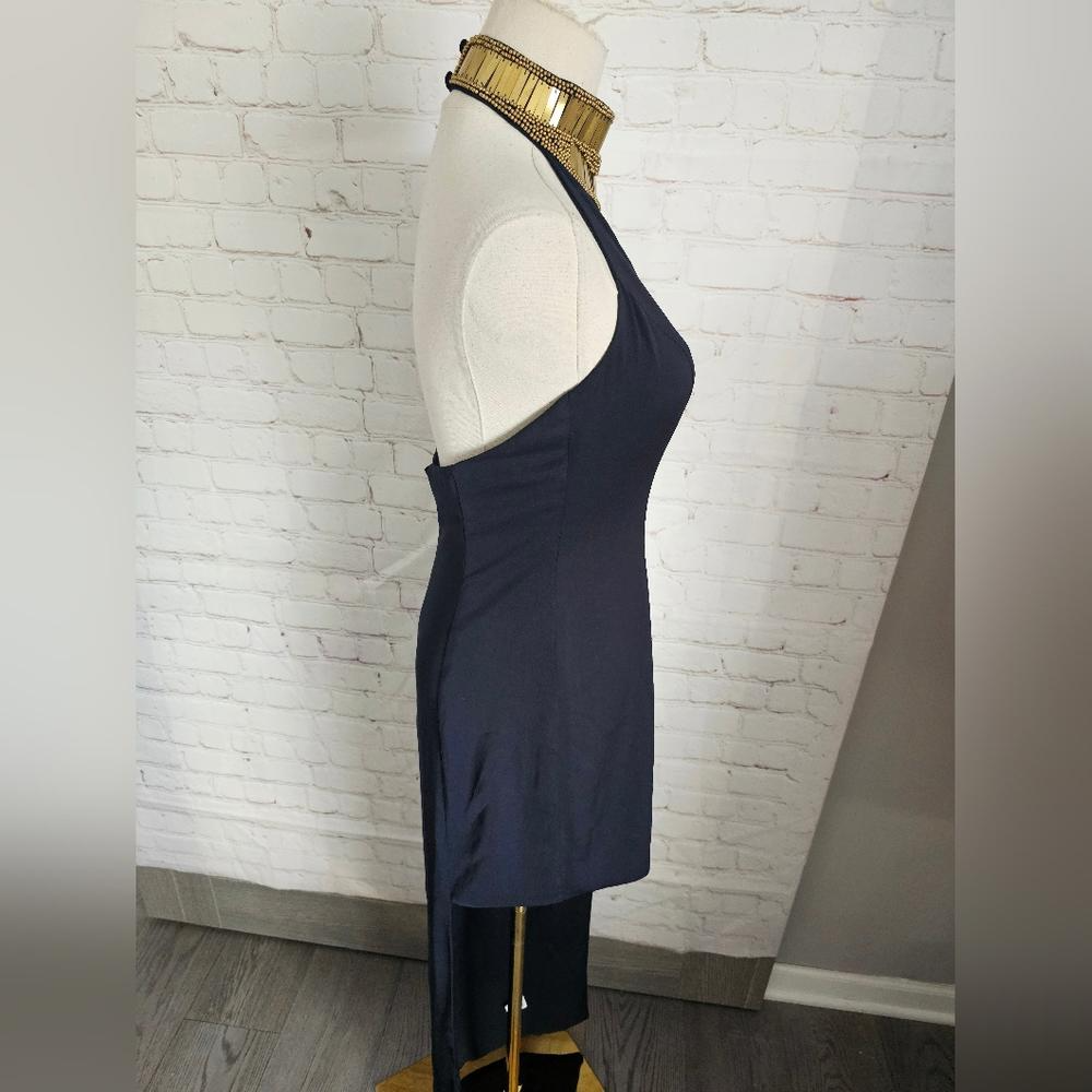 Keepsake The Label Asymmetric Hem Embellished Neck Dress | Navy | Small |  EUC | eBay