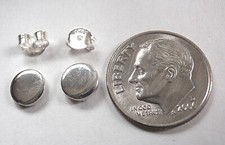 Silver Moon Stud 925 Sterling Silver Round Earrings