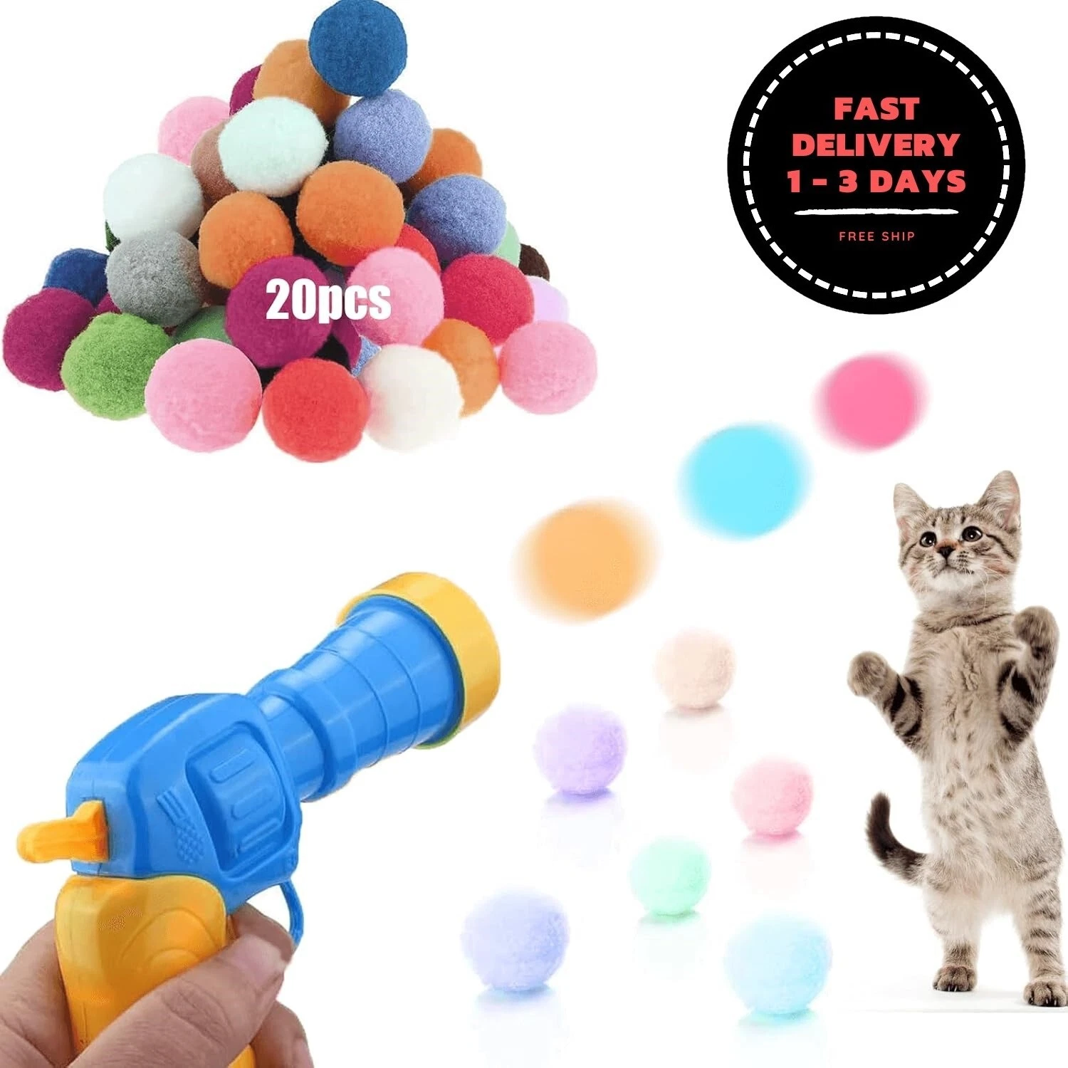 Lanzador de pelotas para gatos, juguetes interactivos para gatos de interior y