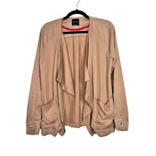 Eden Society Waterfall Blazer Jacket Tan Open Front Size M