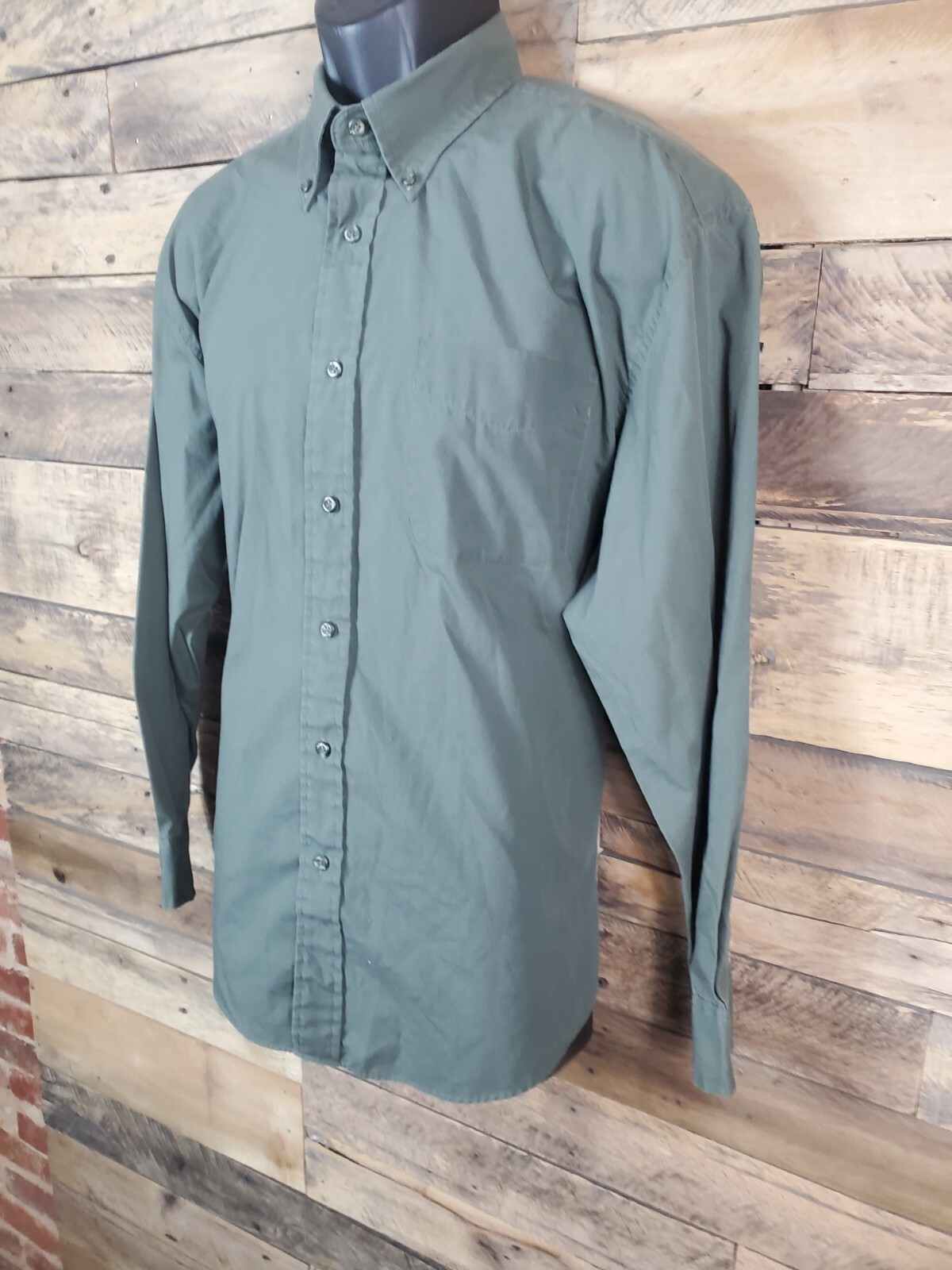 Basic Edition Button Down Shirt Medium Green Men … - image 3