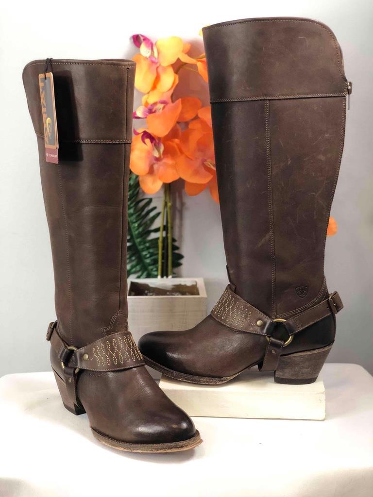 NWT ARIAT Sadler Brown Leather Western Knee High Boots  display picture 3