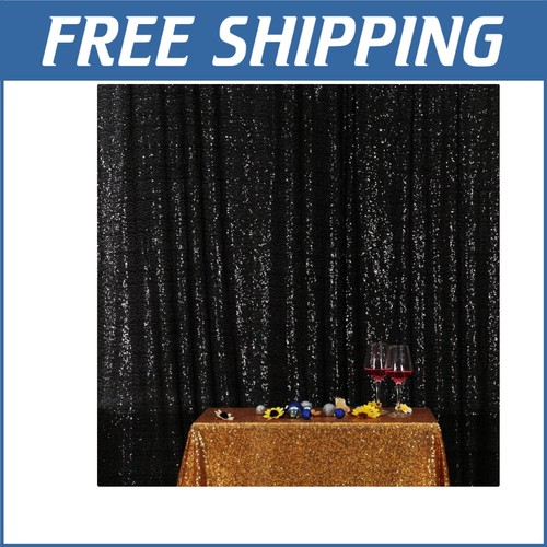 Versatile 20x10 FT Black Sequin Curtain for Weddings, Parties, and Photography