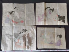 Antique Japan Shunga Pictures UKIYOE Erotic woodblock print on oiled paper-6