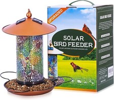 Solar Bird-Feeder for Outside Hanging - Large Solar Powered Garden Lantern Light