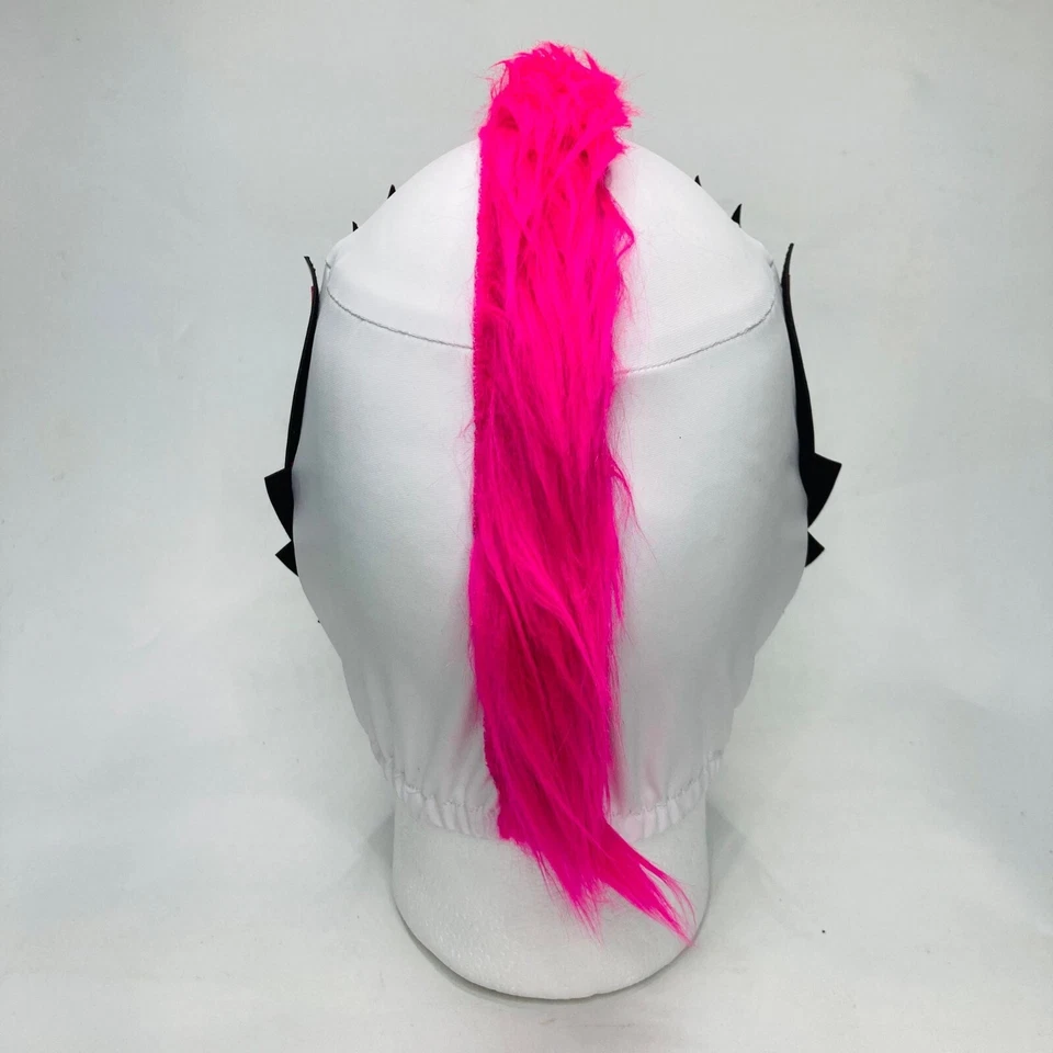Máscara de lucha libre Mysterio hecha a mano para niños imitación cabello mohawk colores blanco y rosa Foto 4 de 4