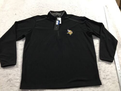 NEW Minnesota Vikings Antigua Fleece Sweater Mens XL Black Logo 1/4 Zip