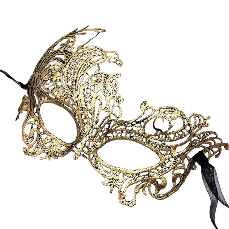 4Pcs Women Girls Venetian Gold LaceMask Party Masquerade Mardi Gras Eye Mask Set - Image 4 of 4