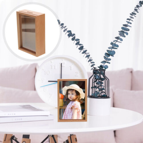 Transparent Wooden Piggy Bank with Picture Frame Decoration - Picture 1 of 12
