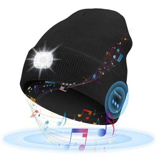 Bluetooth 5.0 Music Beanie Hat Handsfree Speaker LED Head Light Lamp Unisex Hat - Zdjęcie 12 z 21
