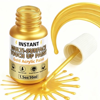 Gold Leaf Paint, Gold Paint for Metal and Wood   Rich Metallic Shine, Fast Dr...