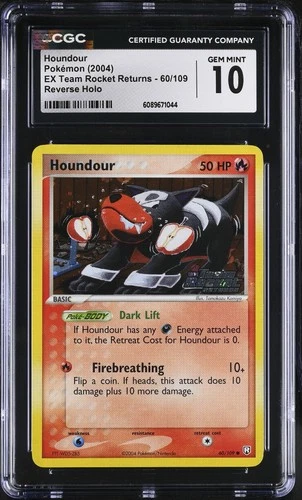 CGC 10 Houndour EX Team Rocket Returns 60/109 Reverse Holo Stamped Pokemon Card