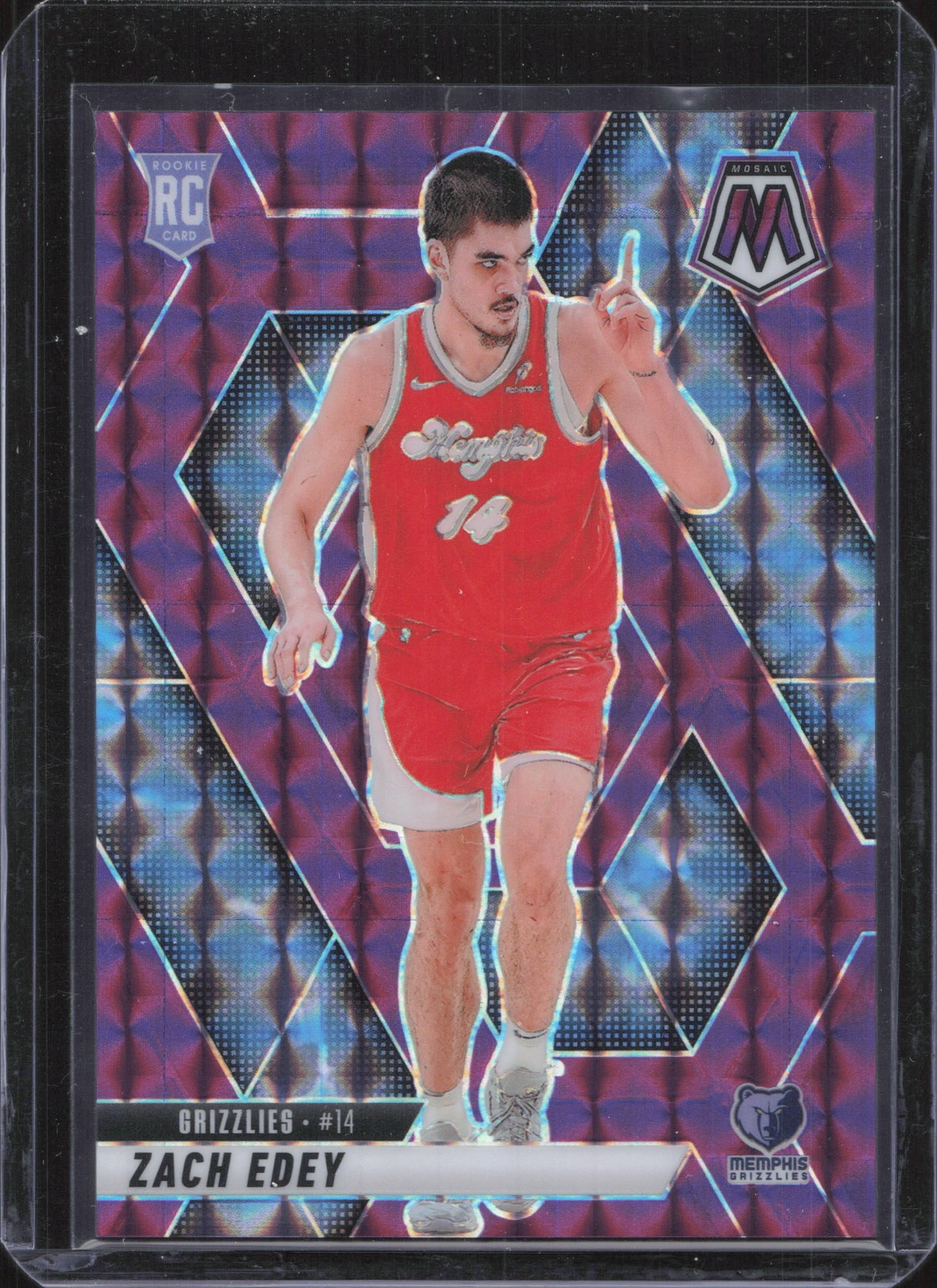 2024-25 Panini Mosaic #248 Zach Edey Purple Mosaic #/99