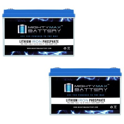Mighty Max 12V, 100Ah, Lithium, Battery Replaces FirstPower LFP12100HR - 2 Pack