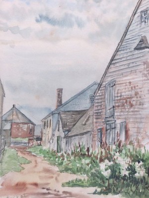 Antique 1890 Nantucket Original Watercolor Painting Signed D.C. Framed 13.5'' x 9