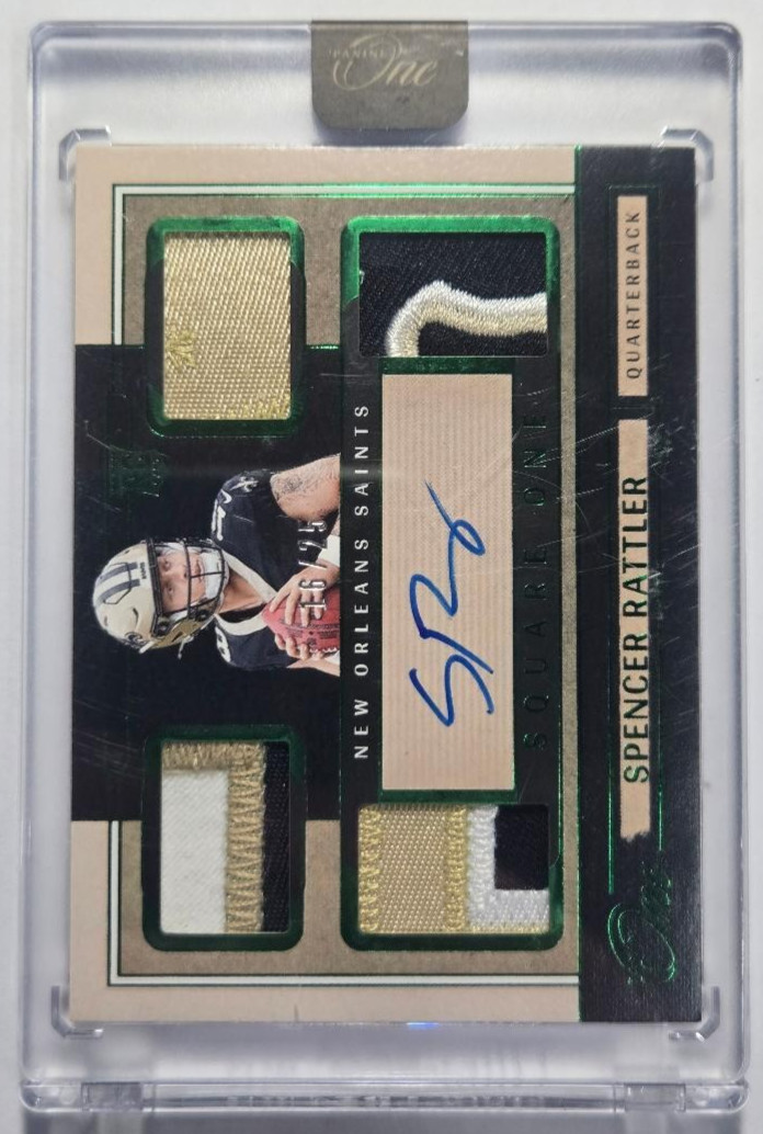 2024 PANINI ONE #72 SPENCER RATTLER SQUARE ONE AUTOGRAPH GREEN 16/25