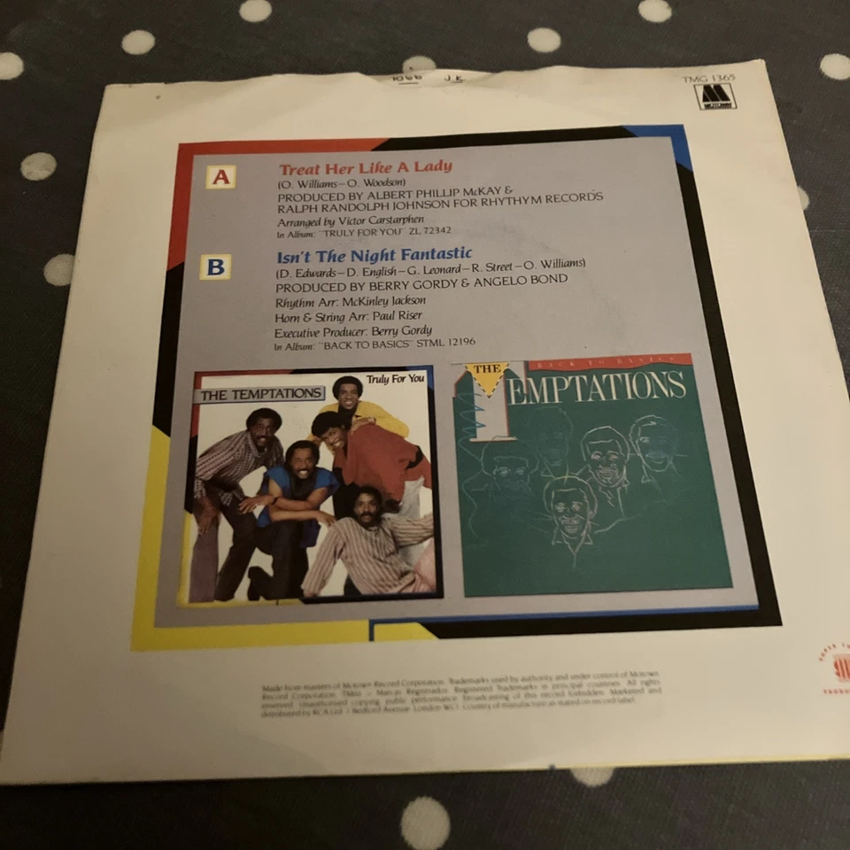 The Temptations - Treat Her Like a Lady - Original Motown Single 1984 - Image 2 of 3