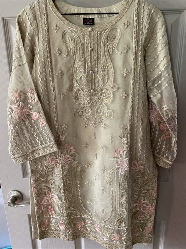 Sha Posh Embroidered Embellished Kurti Gold Small