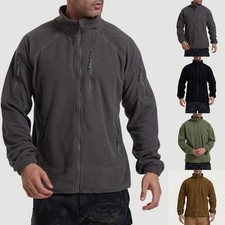 Men's For Polar Fleece Outerwear Stand Collar Zippered Jacket for Daily Use