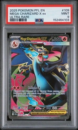 PSA 9 Mega Charizard X ex Ultra Rare #109/094 2025 Pokemon Phantasmal Flames