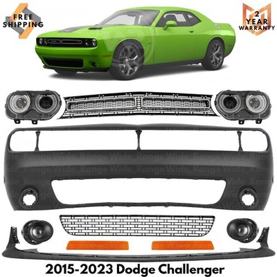 Front Bumper Cover Fascia Paintable & Grille Kit For 2015-2023 Dodge Challenger