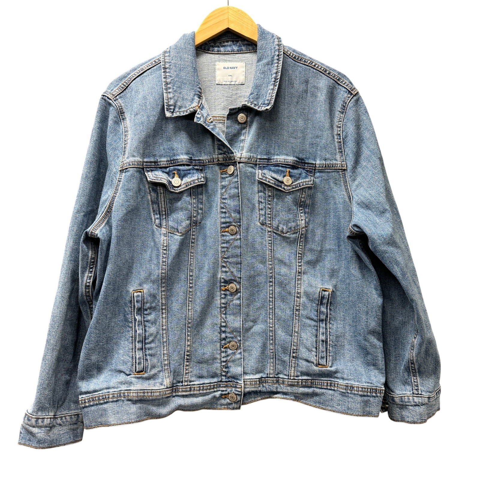 Old Navy Jean Jacket Womens XXL Blue Denim Trucker Classic Button Up